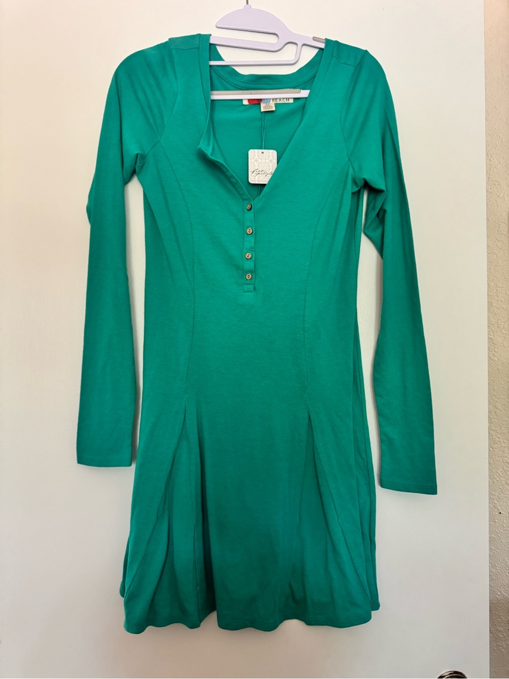 Free People Teal Long-Sleeve Button Front Dress
